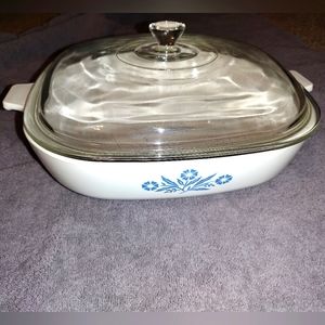 Vintage Corning Ware Blue Cornflower 10 In Casserole Dish Pyrex with Lid